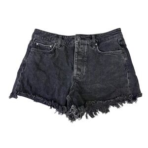PAIGE Noella‎ Short Womens Size 27 Black Denim 3" Frayed Hem High Rise Casual